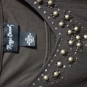 Maggie Barnes Catherines Women's Plus Size 5x 34/36W Brown Batwing Poncho & Tank